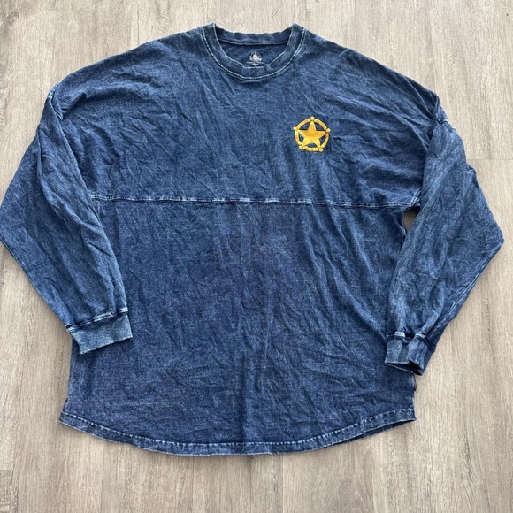 Disney Toy Story Woody Spirit Jersey Shirt Womens Large Blue Sheriff Long Sleeve - Picture 2 of 9